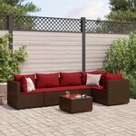 vidaXL Salon de jardin 6 Pièces avec coussins Marron Résine tressée
