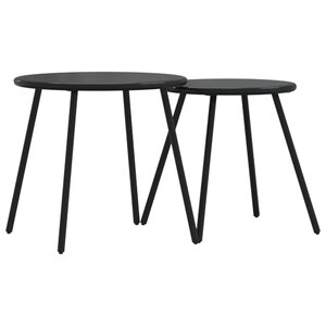 vidaXL Tables basses de jardin 2Pièces rondes noir acier enduit de poudre