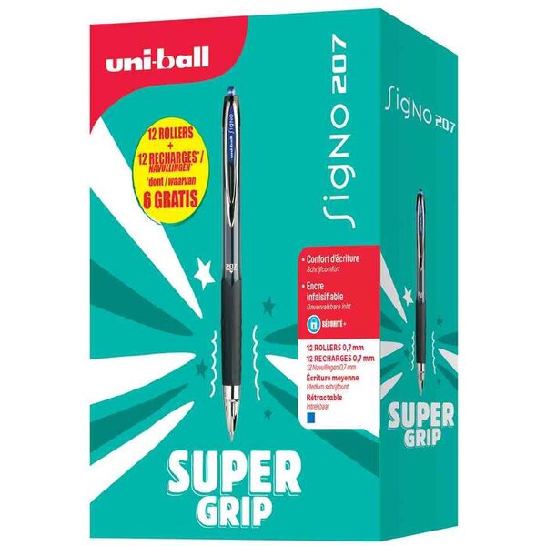 Stylo roller encre gel signo 207  value pack  bleu uni-ball