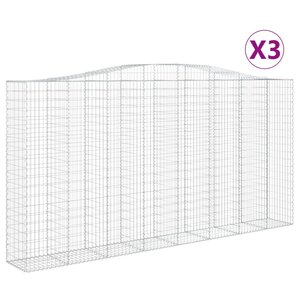 vidaXL Paniers à gabions arqués 3 Pièces 400x50x200/220 cm Fer galvanisé