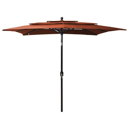 vidaXL Parasol à 3 niveaux avec mât en aluminium Terre cuite 2 5x2 5 m