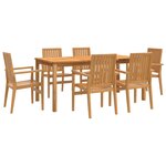 vidaXL Ensemble à manger de jardin 7 Pièces Bois de teck solide