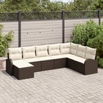 vidaXL Ensemble de canapé de jardin avec coussins en poly rotin marron