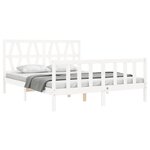 vidaXL Cadre de lit avec tête de lit blanc King Size bois massif