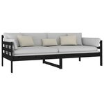 vidaXL Lit de jour noir bois de pin massif 90x200 cm