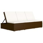vidaXL Chaise longue convertible avec coussin Résine tressée Marron