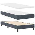 Lit box spring vidaXL avec matelas gris foncé en velours simple