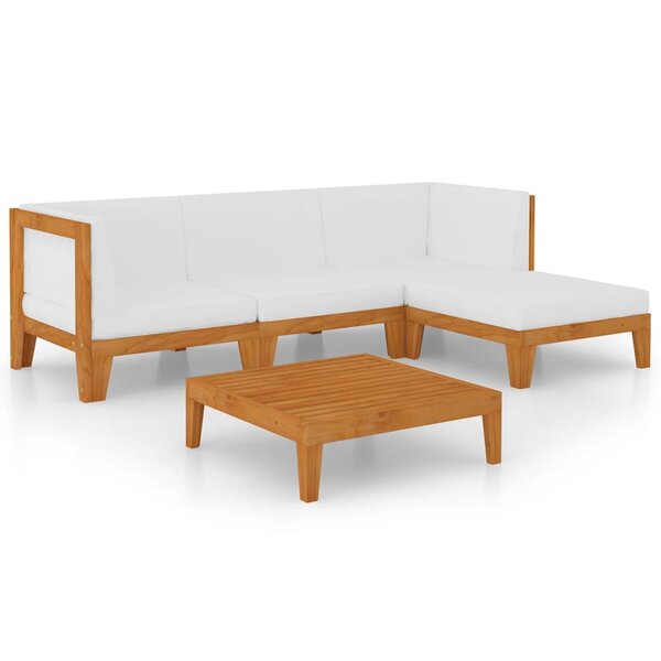 vidaXL Salon de jardin 5 Pièces avec coussins Bois d'acacia solide