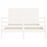 vidaXL Cadre de lit avec tête de lit blanc 140x200 cm bois massif