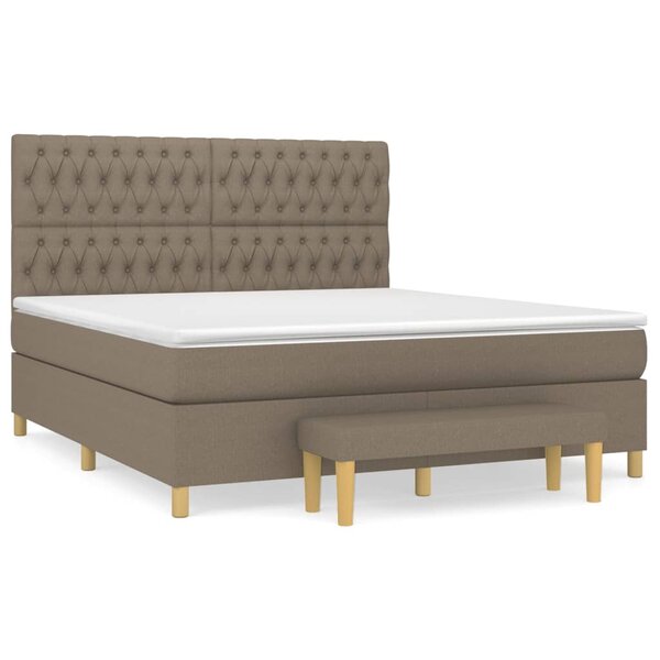 vidaXL Sommier à lattes de lit avec matelas Taupe 180x200 cm Tissu