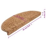 vidaXL Tapis d'escalier 15 Pièces beige 65x21x4 cm