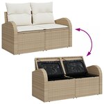 Ensemble de Canapé de Jardin vidaXL de 6 pièces avec Coussins Crème Poly Rattan
