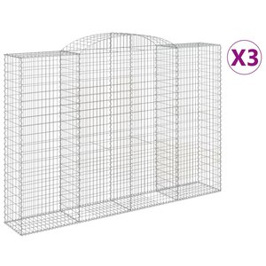 vidaXL Paniers à gabions arqués 3 Pièces 300x50x200/220 cm fer galvanisé