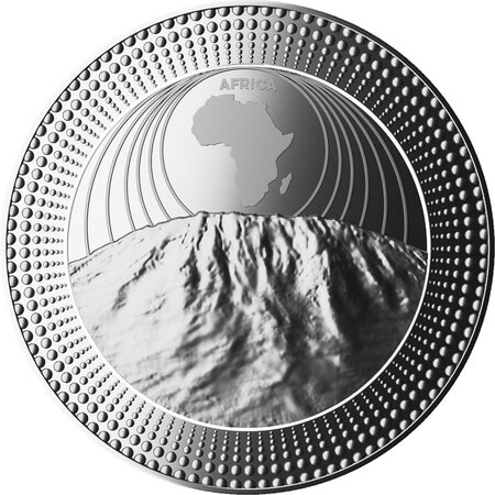 Monnaie en argent 5 dollars g 62.2 (2 oz) millésime 2023 continents kilimanjaro