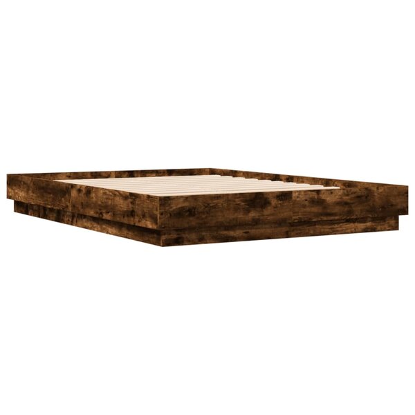 vidaXL Cadre de lit chêne fumé 140x200 cm bois d'ingénierie