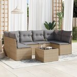 vidaXL Salon de jardin avec coussins 7 Pièces beige résine tressée