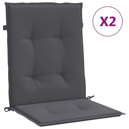 vidaXL Coussins de chaise de jardin à dossier bas lot de 2 anthracite