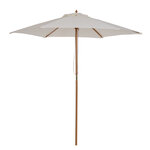 Parasol droit rond grande taille de jardin diamètre 2,5 m hauteur 2,25 m bois de bambou crème