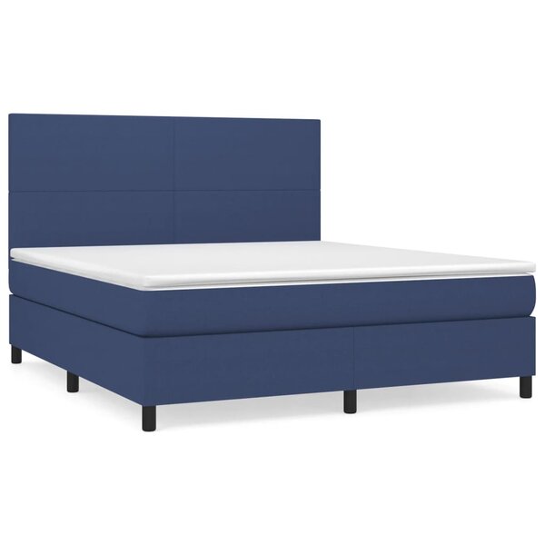 vidaXL Sommier à lattes de lit avec matelas Bleu 160x200 cm Tissu
