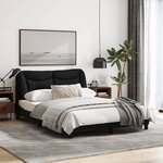 vidaXL Cadre de lit avec lumières LED noir 140x200 cm tissu
