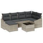 vidaXL Ensemble de Canapés de Jardin 7 pièces avec Cousins Gris Rattan Poly