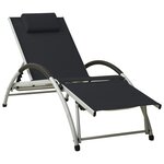 vidaXL Chaise longue avec oreiller textilène noir