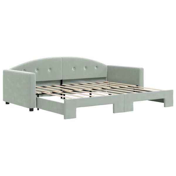 vidaXL Lit de jour avec lit gigogne gris clair 90x190 cm velours