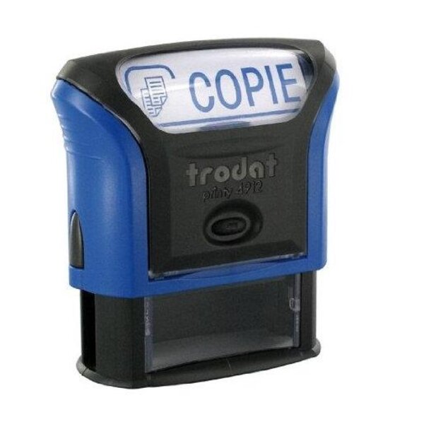 Tampon X-print 4912 Formule Commerciale Texte + Picto 'COPIE' Bleu TRODAT