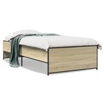 vidaXL Cadre de lit chêne sonoma 100x200 cm bois d'ingénierie et métal