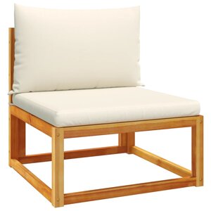 vidaXL Canapé de jardin sans accoudoirs avec coussins en bois d'acacia et rotin