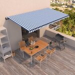 vidaXL Auvent rétractable automatique 600x350 cm Bleu et blanc
