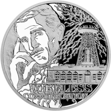 Monnaie en argent 1 dollar g 31.1 (1 oz) millésime 2023 nikola tesla wireless communication