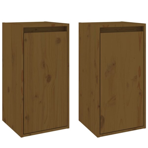 vidaXL Armoires murales 2Pièces Marron miel 30x30x60cm Bois de pin massif