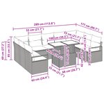 vidaXL Ensemble de Canapé de Jardin 10 Pièces avec Coussins Noir Poly Rattan