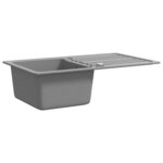 vidaXL Évier de cuisine en granite avec égouttoir réversible Gris