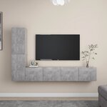 vidaXL Ensemble de meubles TV 4 Pièces Gris béton Bois d'ingénierie