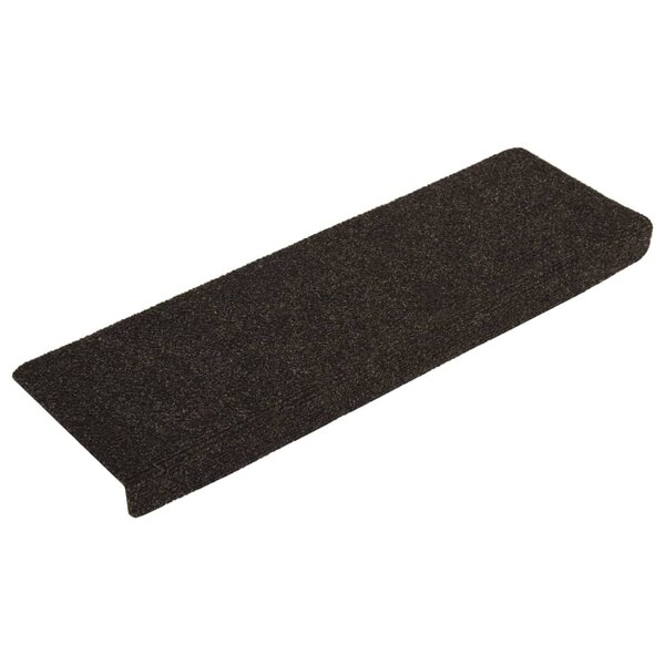 vidaXL Tapis d'escalier 15 Pièces Tissu aiguilleté 65x21x4cm Marron foncé