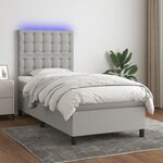 vidaXL Sommier à lattes de lit avec matelas et LED Gris clair 90x190cm