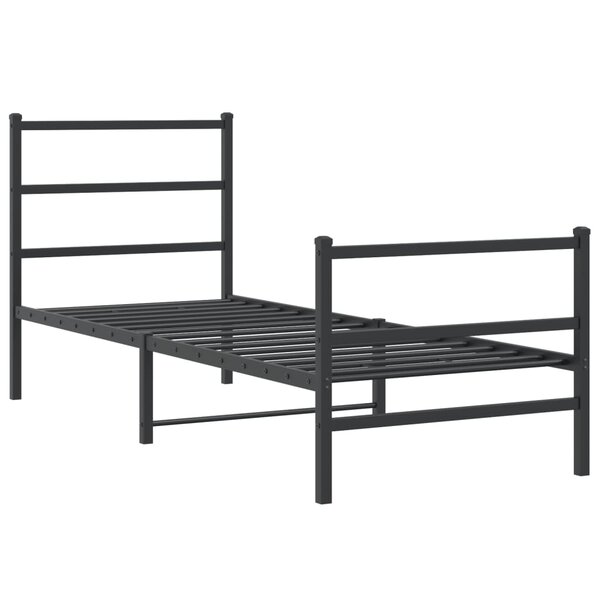 vidaXL Cadre de lit métal avec tête de lit/pied de lit noir 80x200 cm