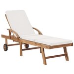 vidaXL Chaises longues avec coussins 2 Pièces Bois de teck solide Crème