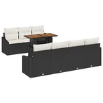 vidaXL Ensemble de salle à manger de jardin 8 pièces avec coussins en rotin poly noir