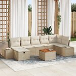 vidaXL Ensemble de canapé de jardin 8 pièces avec coussins beige en poly rattan