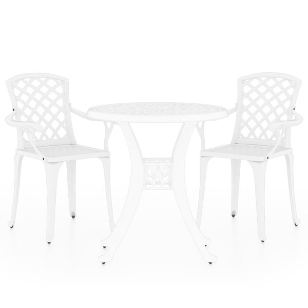 vidaXL Ensemble de bistro 3 Pièces Aluminium coulé Blanc