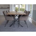 2 chaises de salle à manger à accoudoirs en velours gris avec pieds noirs