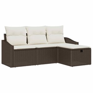 vidaXL Ensemble de canapé de jardin 4 Pièces Marron Poly rotin