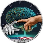 Pièce de monnaie en Argent 1 Dollar g 31.1 (1 oz) Millésime 2023 Artificial Intelligence USA AI - CONNECTIVITY