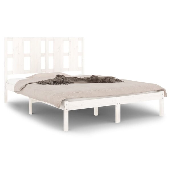 vidaXL Cadre de lit Blanc Bois de pin massif 140x190 cm
