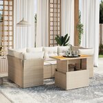 vidaXL Salon de jardin avec coussins 7 Pièces beige résine tressée