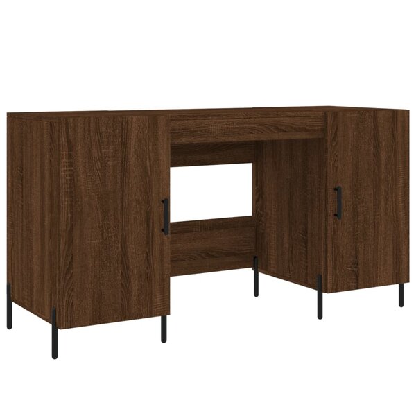Bureau table poste de travail meuble d'ordinateur informatique étude chêne 140 x 50 x 75 cm bois d'ingénierie brun 02_0023617