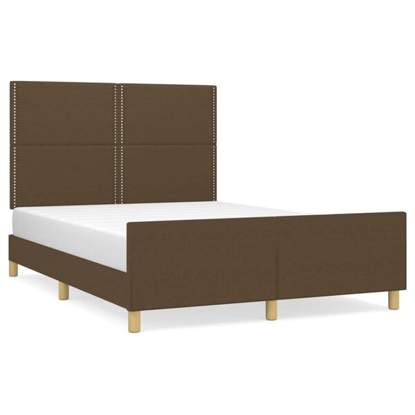 vidaXL Cadre de lit avec tête de lit Marron foncé 140x190 cm Tissu